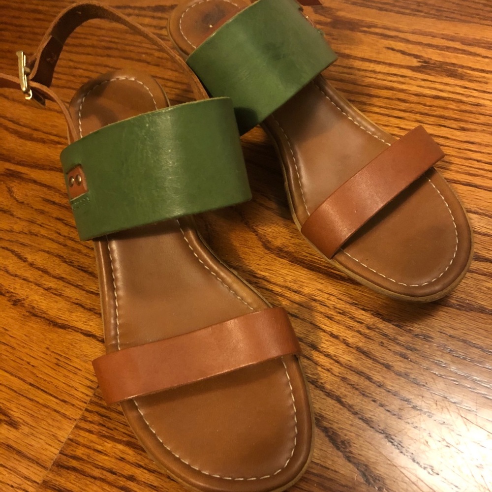 100% leather Italian wedge sandals